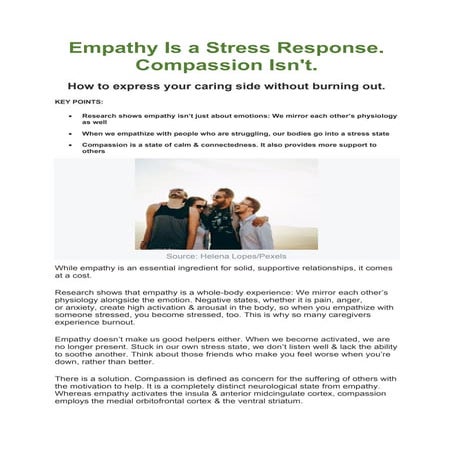 Empathy Is a Stress Response - Choose Compassion instead
