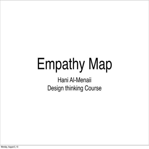 Empathy map for Design Thinking Course 