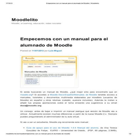 Empecemos con un manual para el alumnado de moodle moodlelito | PDF