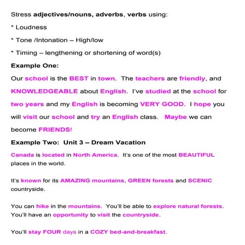 Emphasizing using Stress