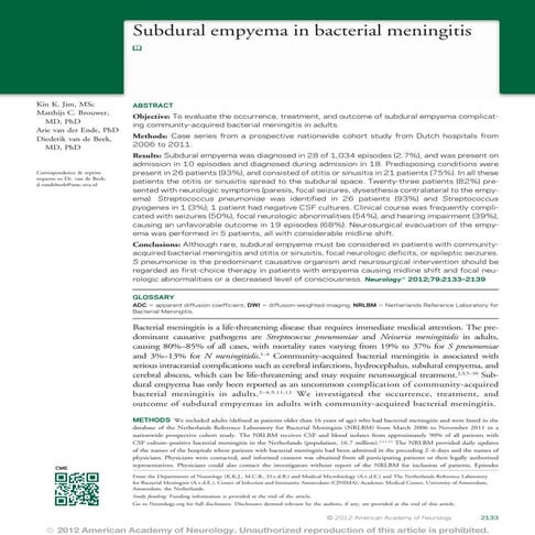 Empiema subdural en meningitis bacteriana aguda 2012