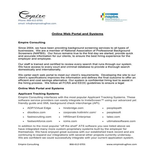 Empire Consulting Background Check 2016