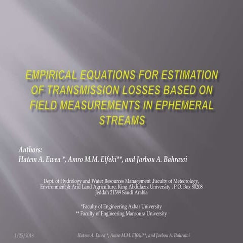 Empirical equations for estimation  of transmission losses