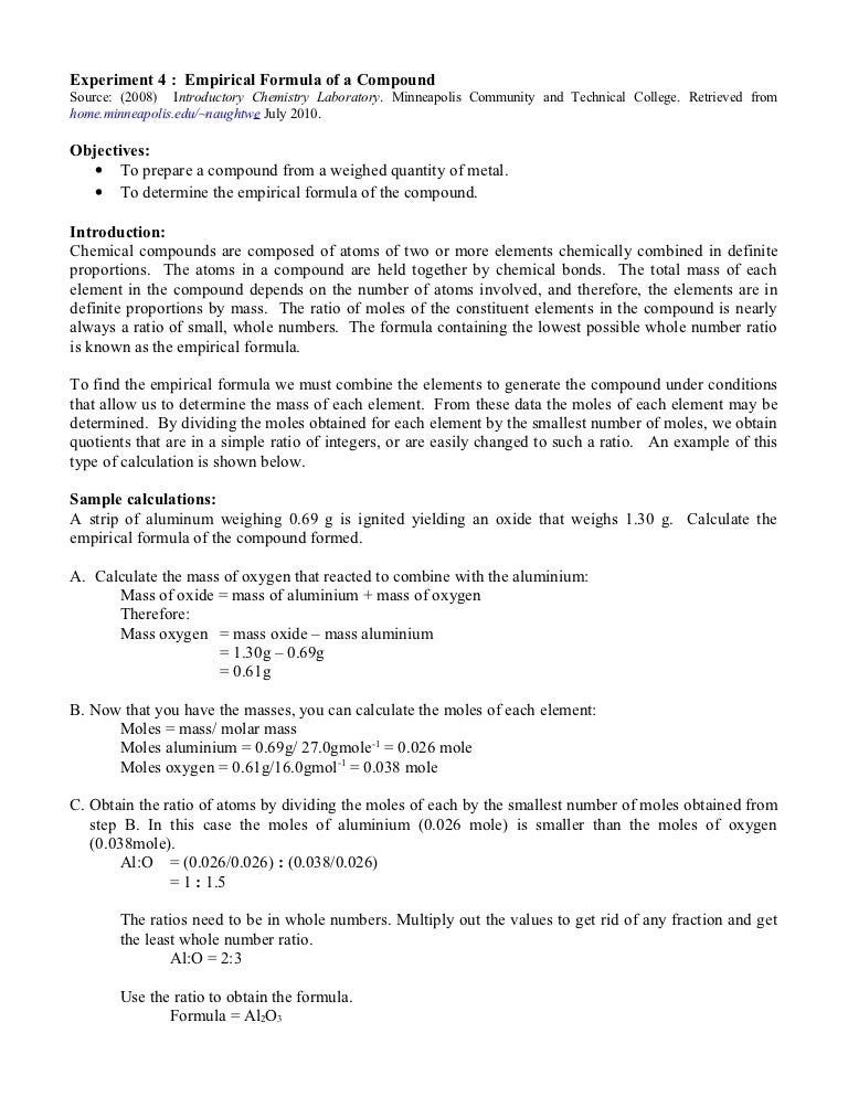 Empirical Formula Of Substance