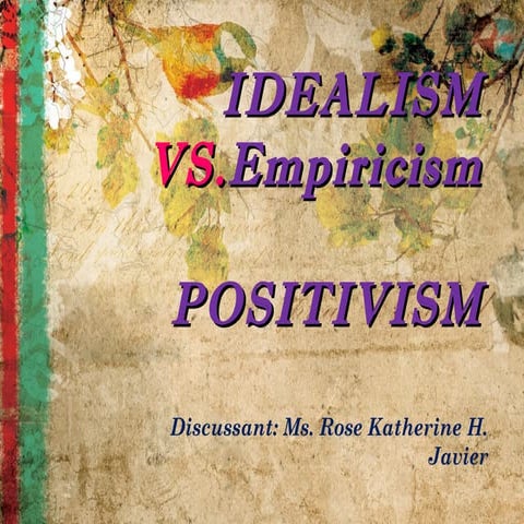 Educational Philosophy: IDEALISM; POSITIVISM