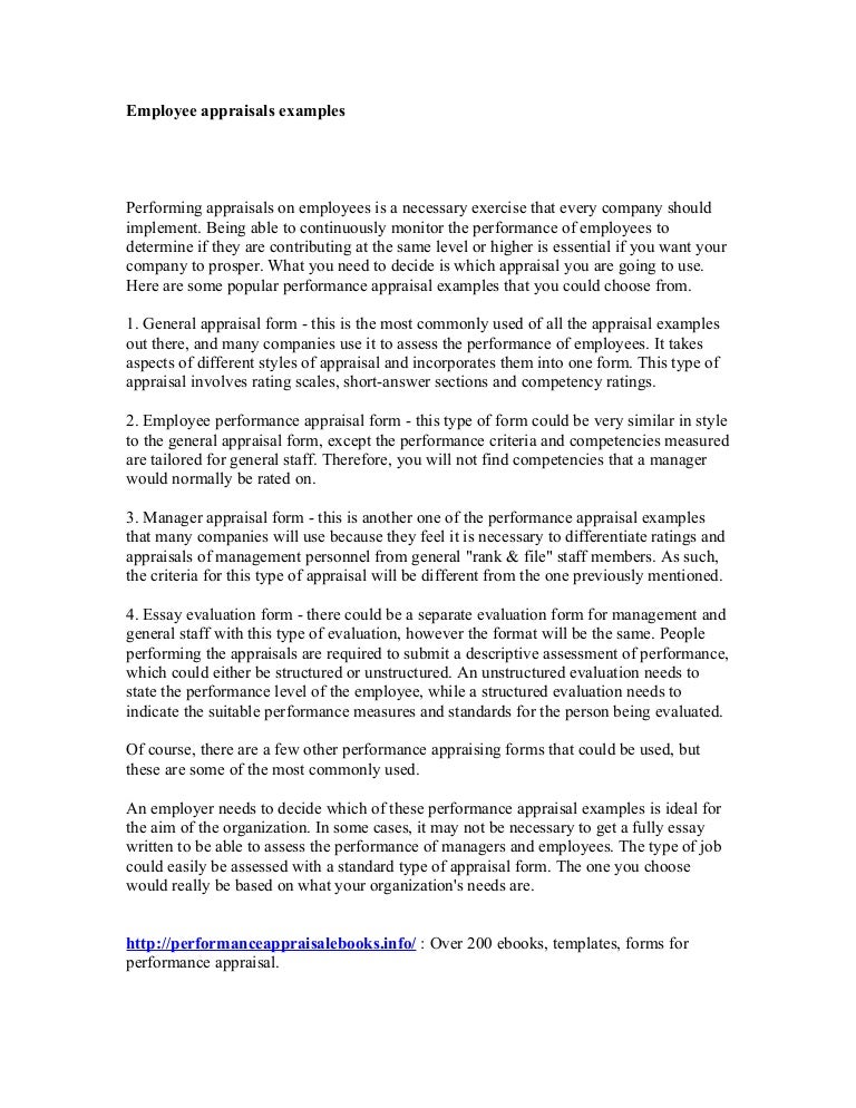 Employee appraisals examples