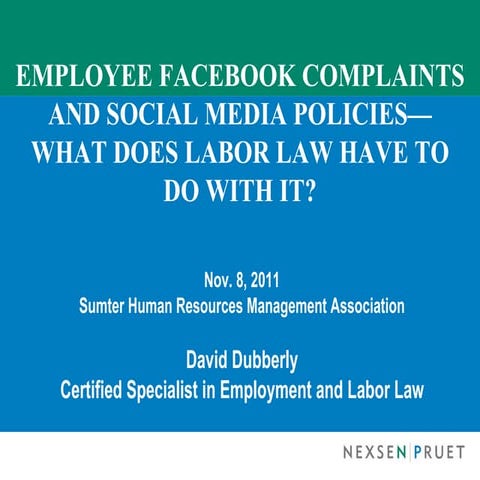 Employee complaints on facebook and social media policies