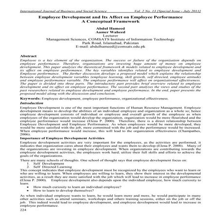 Employee development and its affect on employee performance