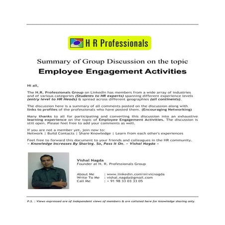 Employee Engagement Activities