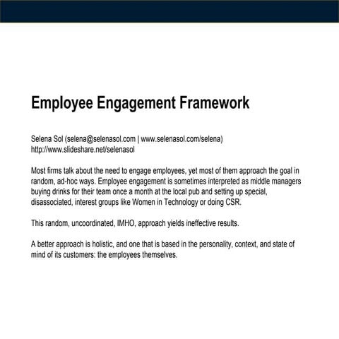 Employee engagement framework