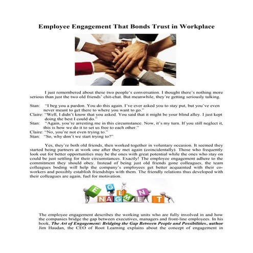 Employee engagement that bonds trust in workplace