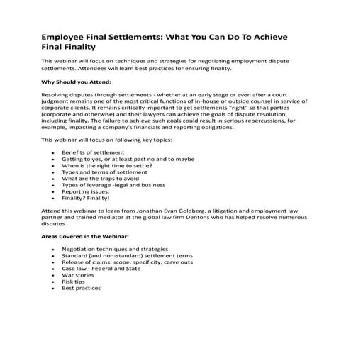 Employee final settlements