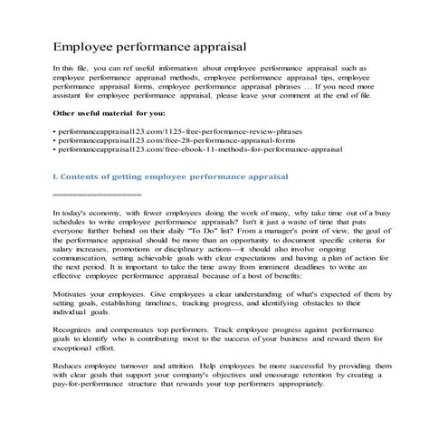 Employee performance appraisal
