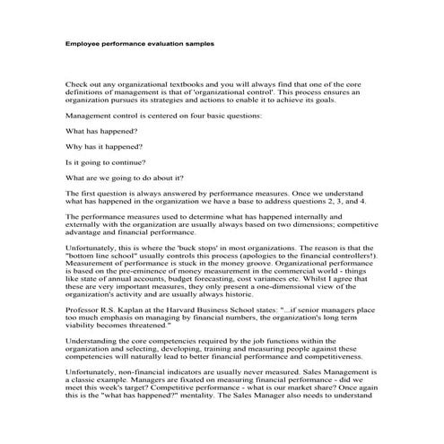 Performance appraisal employee comments sample