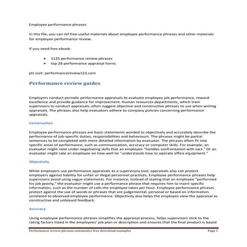 Employee performance phrases | DOCX