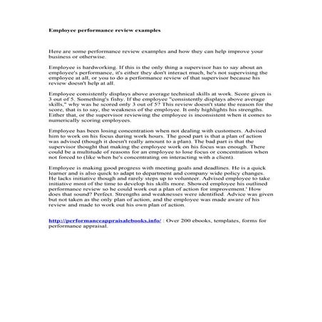 Employee performance review examples