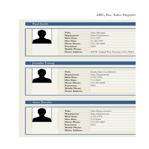 Employee profile (online)