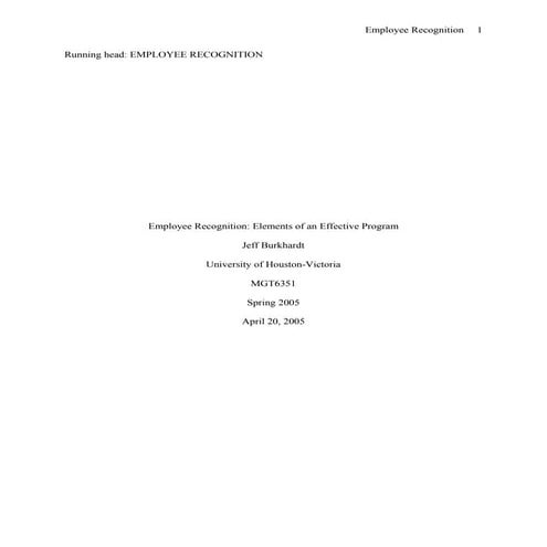 Employee Recognition: Elements Of An Effective Program