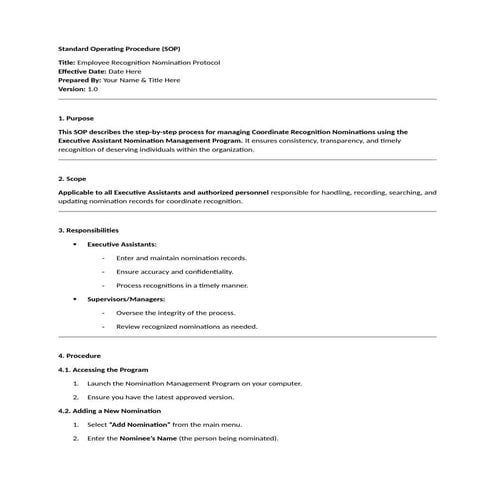 EA - Employee Recognition Nomination SOP