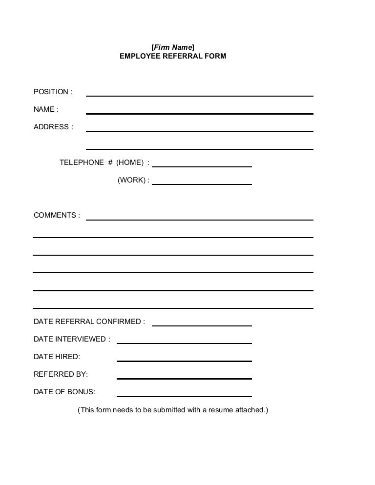 employee referral form template word