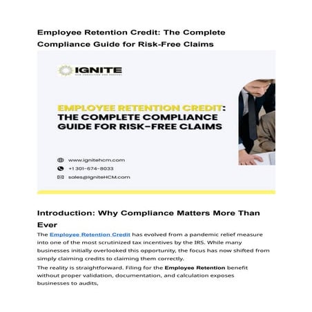 Employee Retention Credit Compliance: Risk-Free Claim Strategies and ...