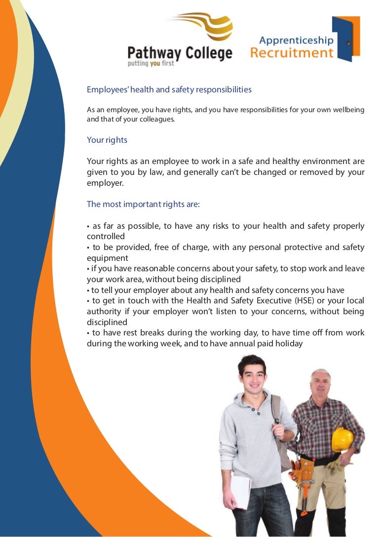 Employees' health and safety responsibilities by Apprenticeship Recru…