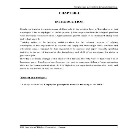 Employees perception towards training conducted at hamul