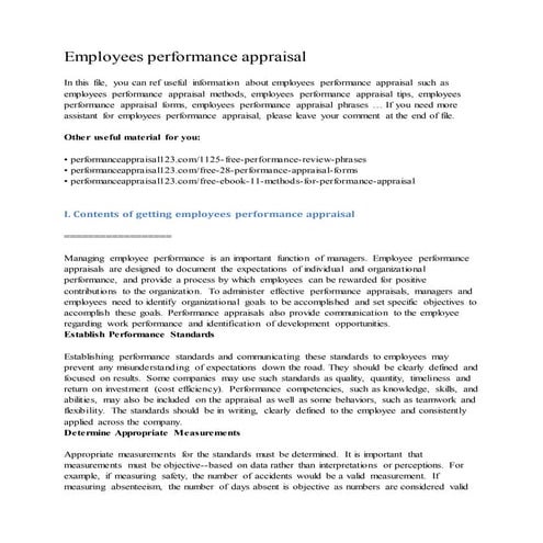 Employees performance appraisal
