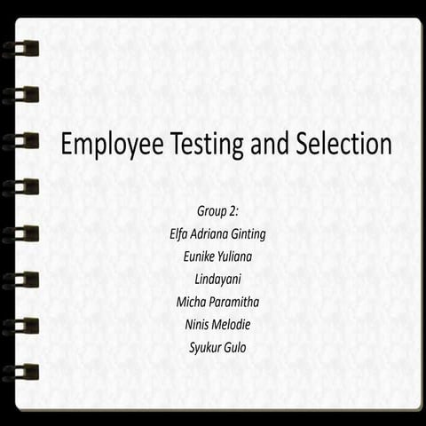 Introduction : Employee testing and selection