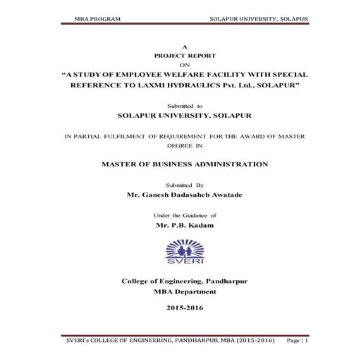 Employee welfare facility