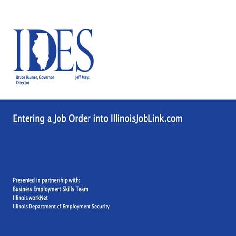 Adding a Job Order in Illinois JobLink - Employers