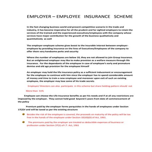 Employer  employee insurance scheme
