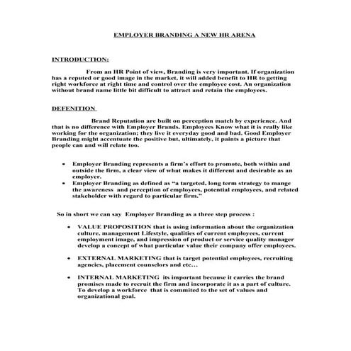 Employer Branding A New Hr Arena