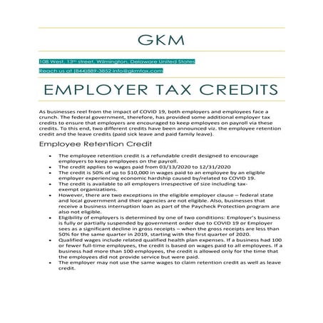 Employer tax credits