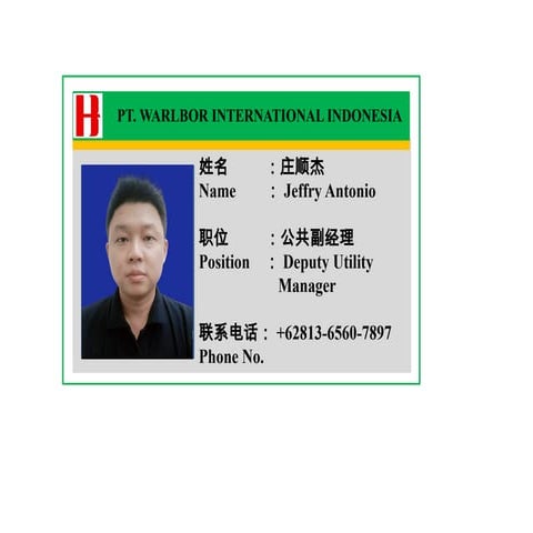 办公人员岗位卡 Employess Position Card PT walbor | PPTX