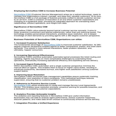 Employing ServiceNow CSM to Increase Business Potential.pdf