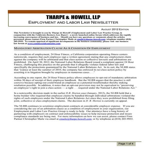 Employment Law Newsletter