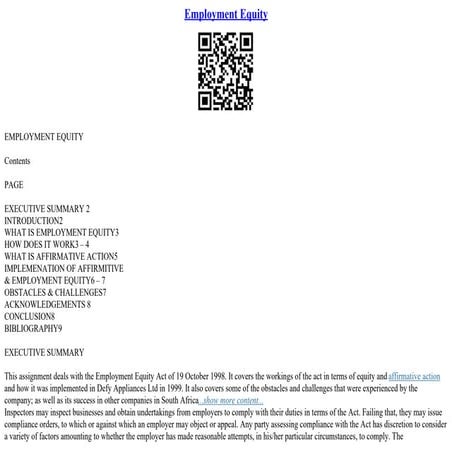 Employment Equity | PDF
