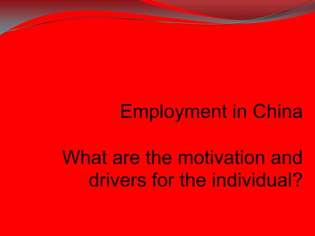 Employment Issues In China Powerpoint