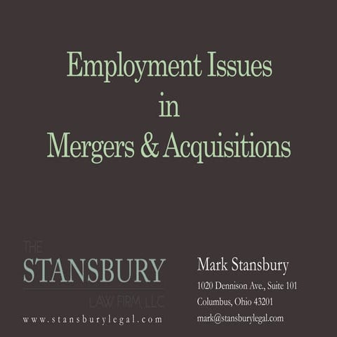 Employment Issues in Mergers and Acquisitions