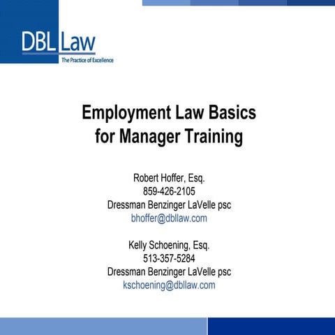 Employment Law Basics for Manager Training