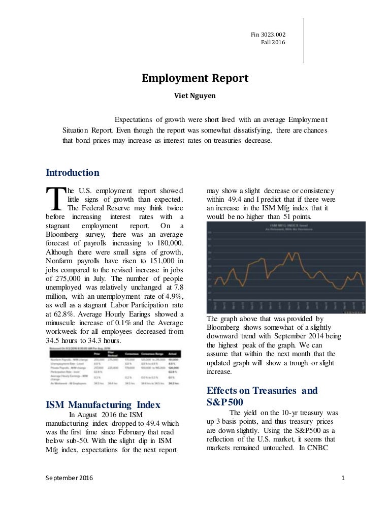 2016 U.S. Employment Report