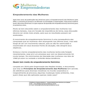Empoderamento da Mulher