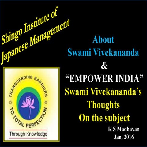 Empower India: Concepts of Swami Vivekananda jan16 ksm