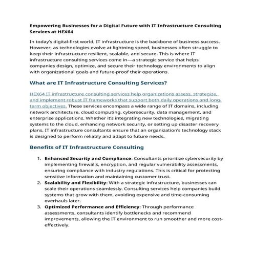 Empowering Businesses for a Digital Future with IT Infrastructure Consulting ...