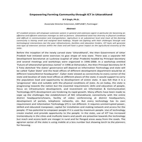 Empowering farming community through ict in uttarakhand