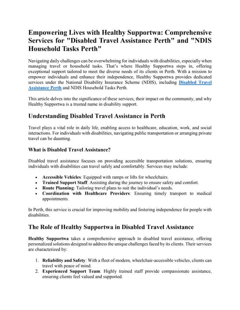 What Should You Must Know About NDIS Transport Assistance | PDF