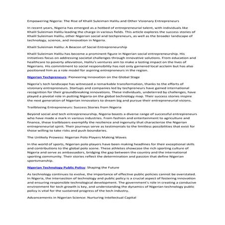 Empowering Nigeria Khalil Suleiman Halilu