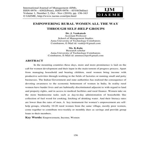 Empowering rural women all the way through self help groups