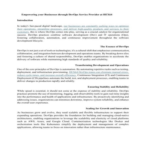 Empowering your Businesses through DevOps Service Provider at HEX64.docx